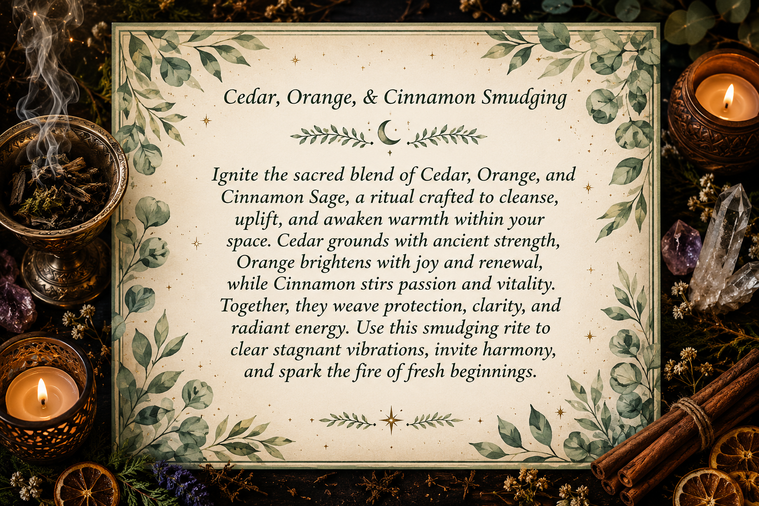 Cleansing and Smudging with Cedar, Orange, and Cinnamon