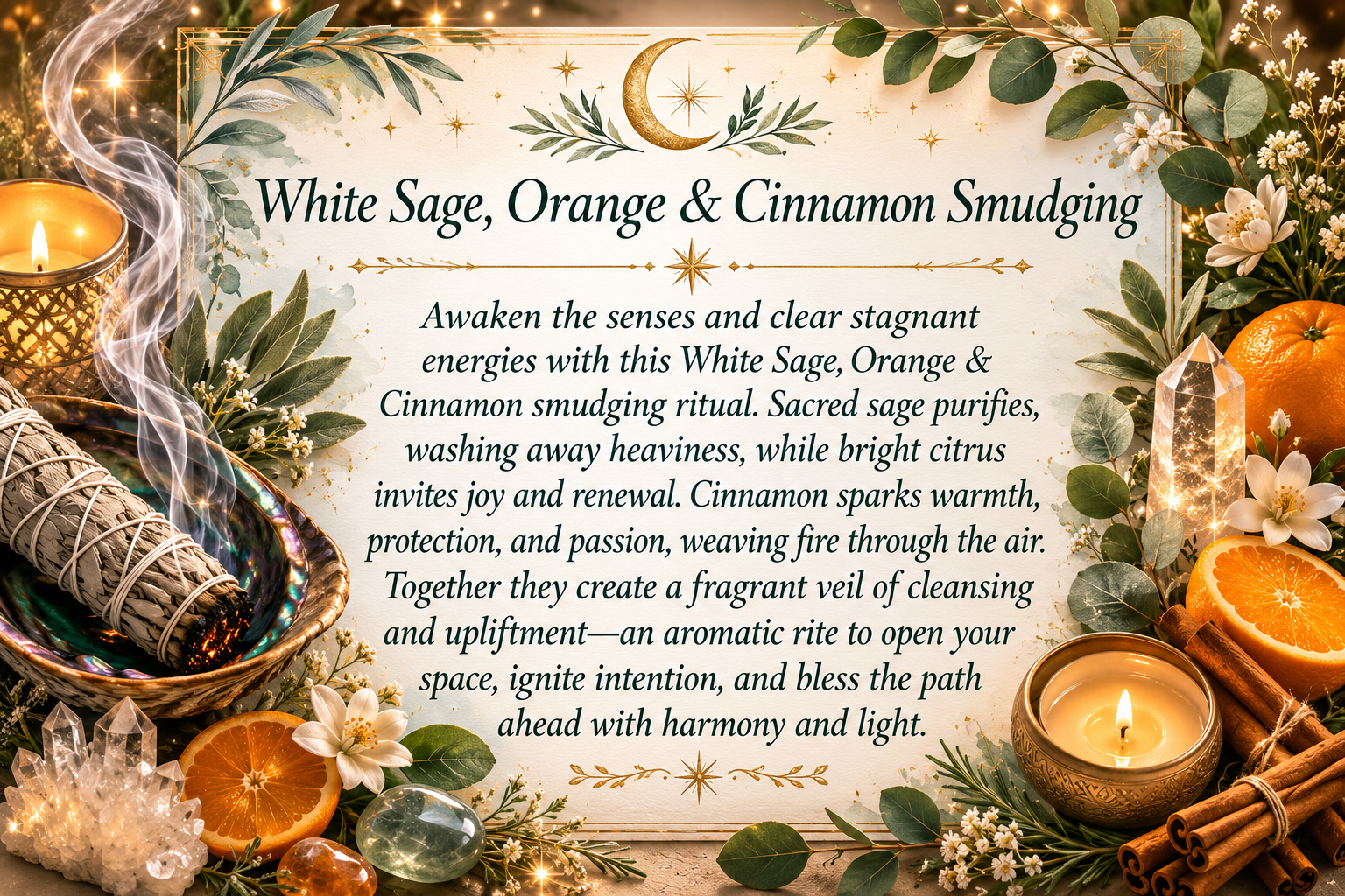 Cleansing and Smudging with White Sage, Orange, and Cinnamon